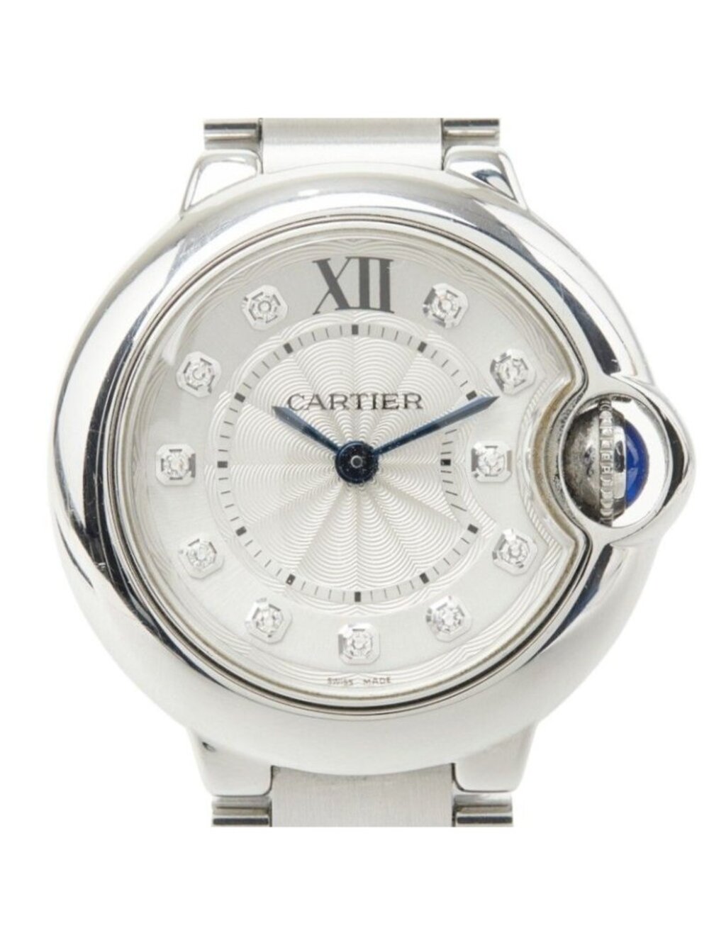 Cartier Ballon Bleu SM de Diamond Watch Silver Stainless Steel